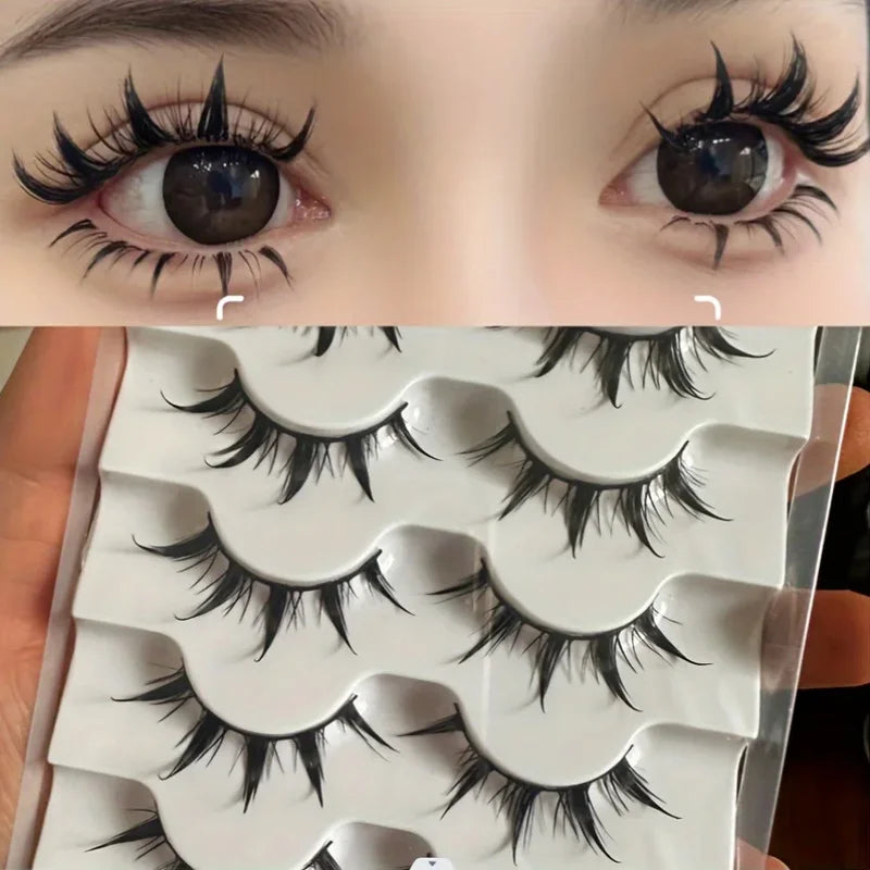 Anime-Inspired False Eyelashes 5 Pairs - Dramatic Cartoon Eye Faux Lashes