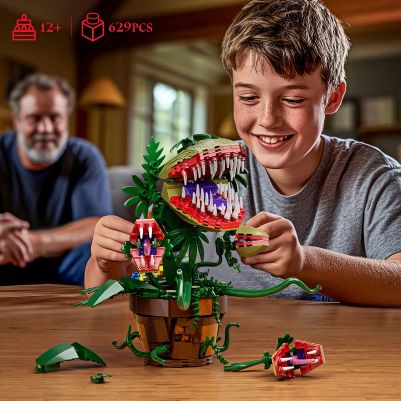 Piranha Plant Audrey II Building Blocks Set - Horror Flower Shop Decor, Halloween & Christmas Gift, 629 Pieces