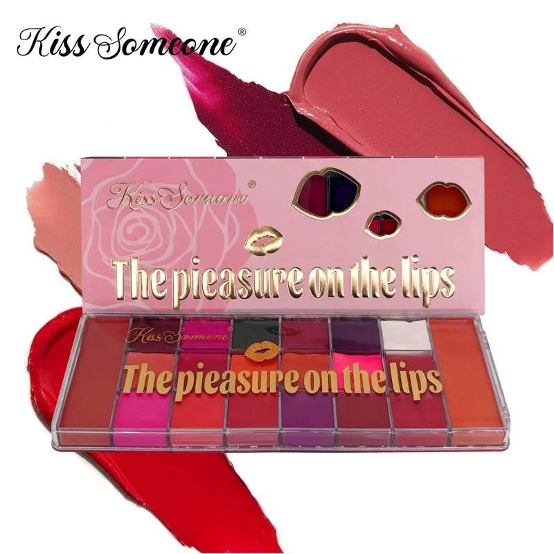 20-Color Waterproof Powder Blusher Lip Gloss All-in-One Makeup Plate Matte Lip Color