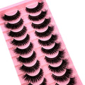 10 Pairs Dramatic Fluffy Faux Mink Cat Eye Lashes - Wispy Long Volume False Eyelashes