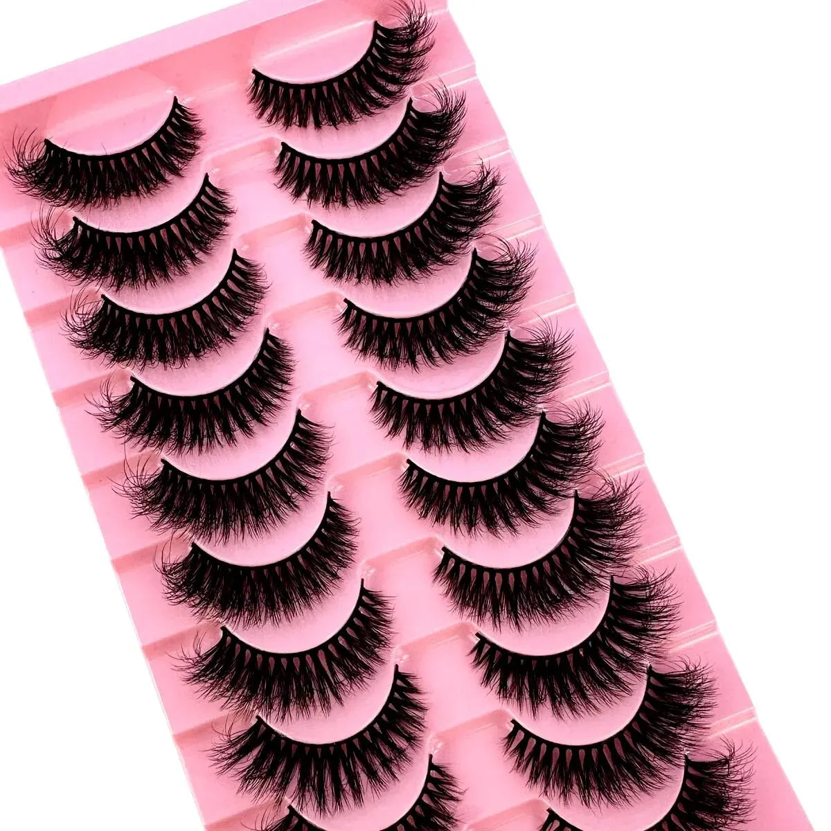 10 Pairs Dramatic Fluffy Faux Mink Cat Eye Lashes - Wispy Long Volume False Eyelashes