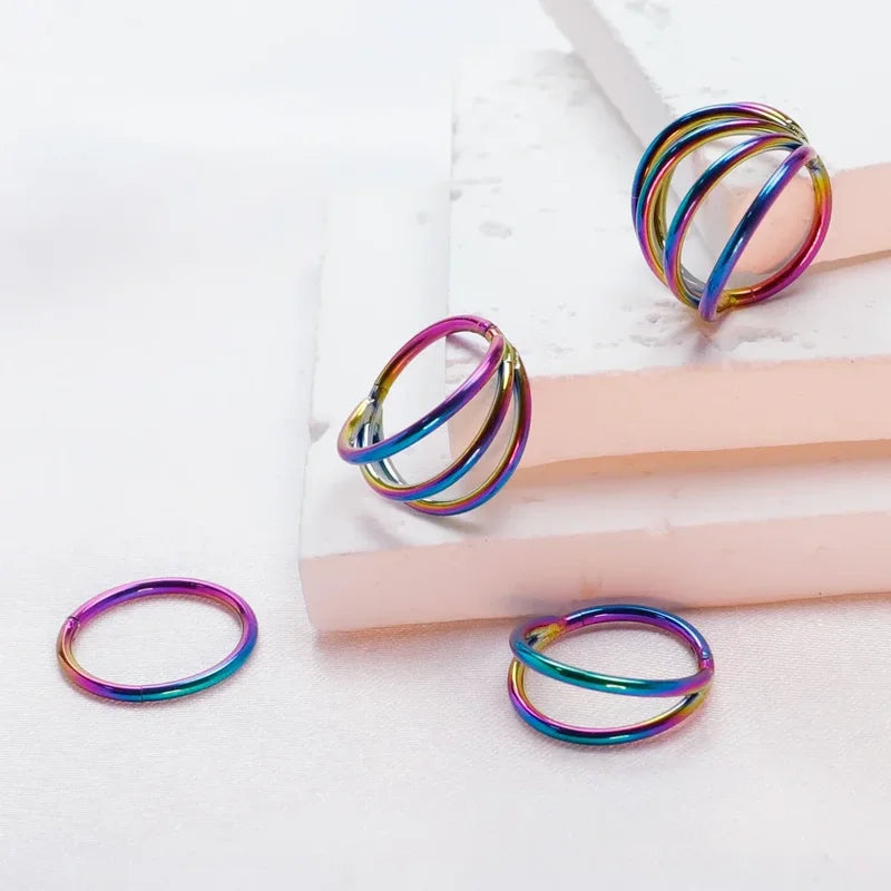 Titanium Septum Piercing Clicker Nose Ring Hoop Cartilage Earring - 6/8/10/12mm