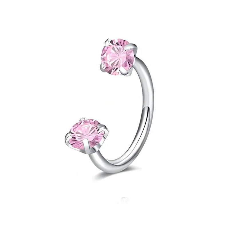 Steel Horseshoe Nose Ring with CZ Septum Hoop and Lip Piercing Jewelry
