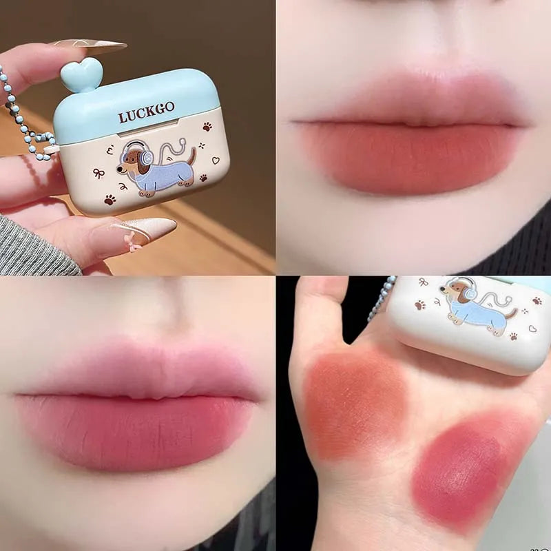Double Tube Velvet Matte Lip Glaze Set - Lip Tint & Lip Brush, Multiple Colors