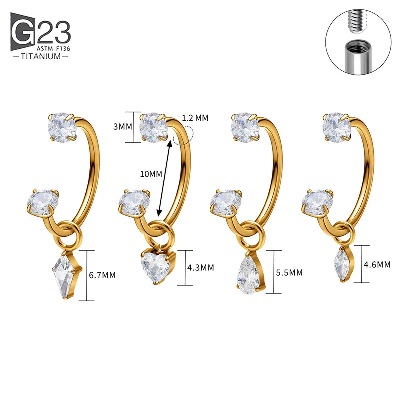 Titanium Septum Ring C Shape Body Piercing Jewelry Hypoallergenic Cartilage Nose Nose Ring