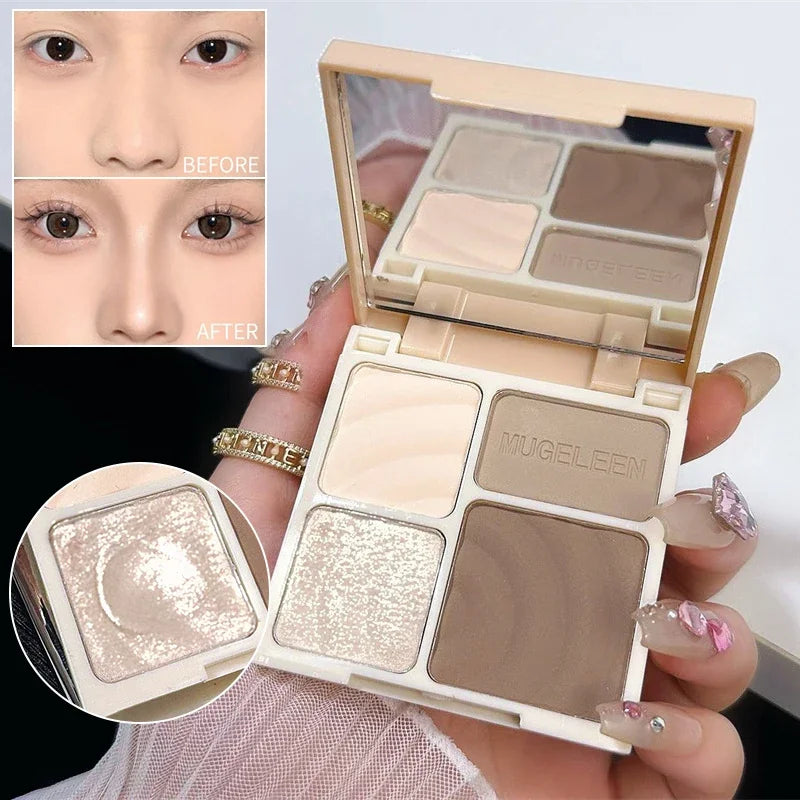 Multicolor Face Highlighter Palette Natural Matte Glitter Powder for Contouring & Brightening