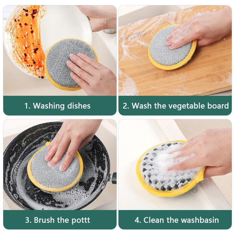 Double Sided Reusable Dishwashing Sponge for Kitchen Cleaning