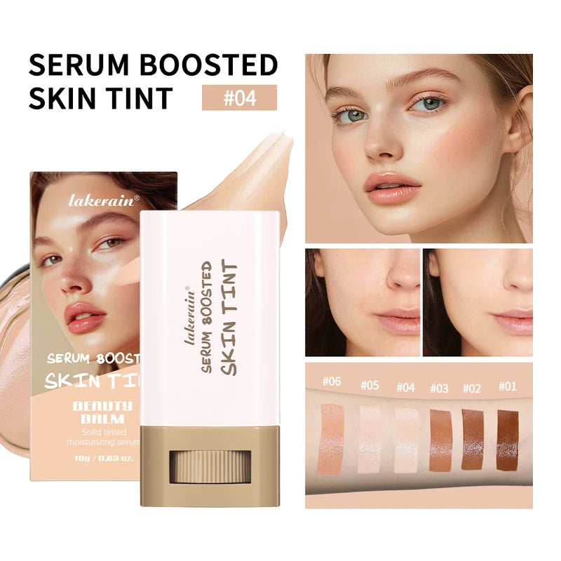 Serum-Boosted Skin Tint Foundation Balm for Natural Medium Coverage – Portable Makeup