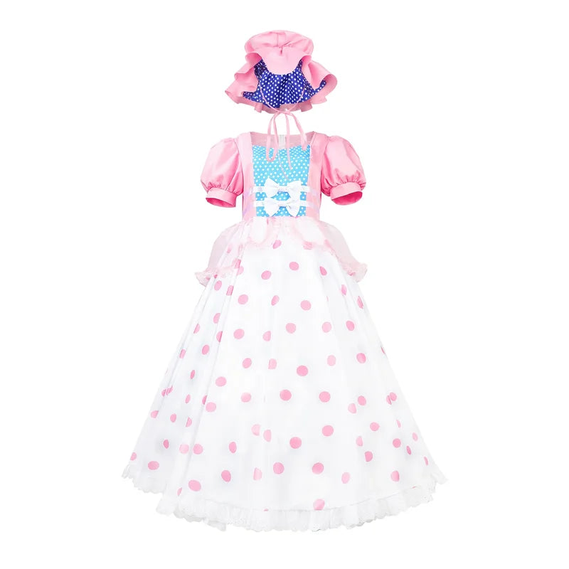 Anime Bo Peep Cosplay Costume Dress with Hat for Women and Girls