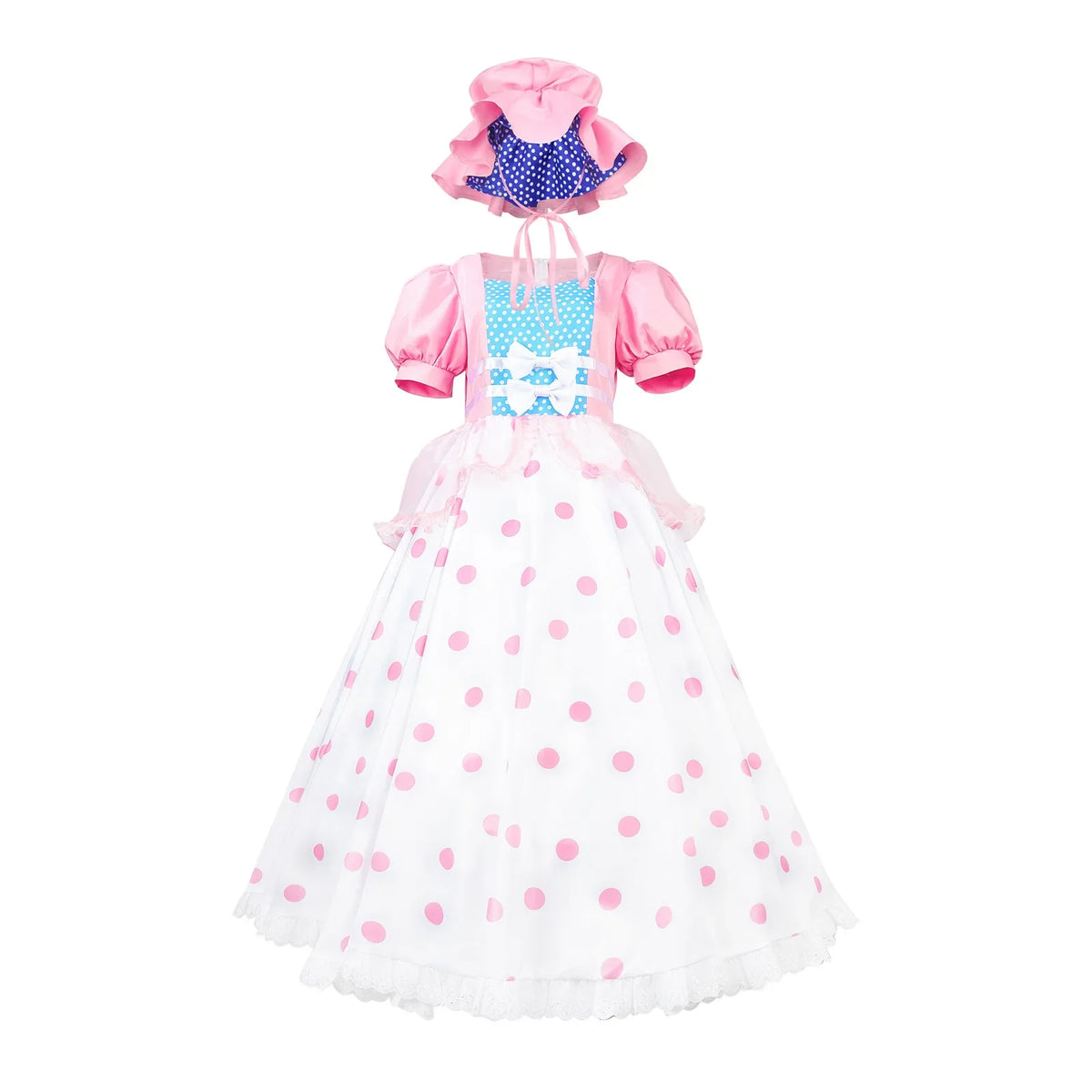 Anime Bo Peep Cosplay Costume Dress with Hat for Women and Girls