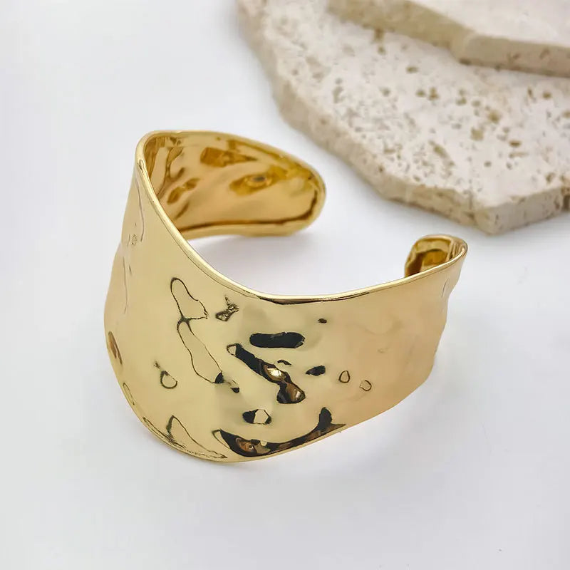 Geometric Metal Wide Cuff Open Bangle Bracelet for Women - Personalized Fashion Jewelry