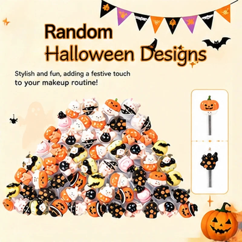 Halloween Eyelash Spoolie Brush Set with Organizer 51 Pieces - Safe & Bulk Makeup Tools
