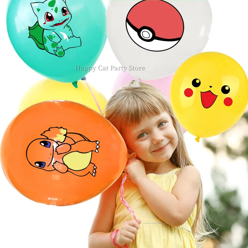 Pokemon Latex Balloons for Birthday Party Decor - Cartoon Pikachu & Poke Ball