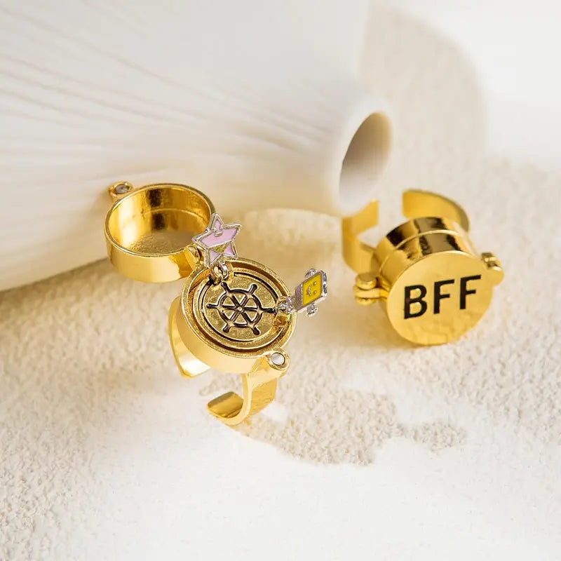 Magnetic BFF Rings Set - Adjustable Cartoon Friendship Jewelry for Best Friends