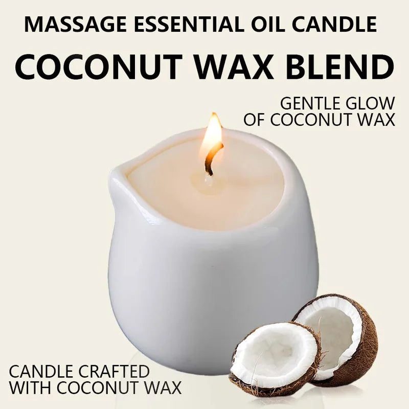 Natural Scented Massage Oil Candle with Coconut Wax - Hydrating, Low Heat, 1.69 oz