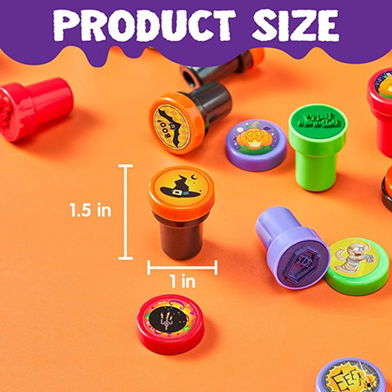 Halloween Party Toy Set - 12/24 Cartoon Pumpkin Bat Seal Kids Favor Gifts