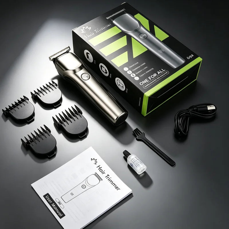 Rechargeable Hair Clipper for Men, Electric Grooming Trimmer with T-Shaped Blade