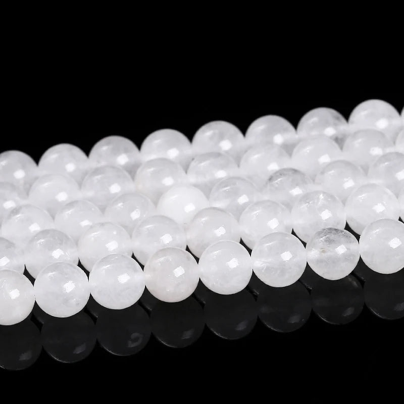Natural Stone Beads for Jewelry Making - White Jade Round Loose Spacer Beads