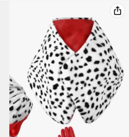 Women Cruella Deville Costume Accessories Leopard Print Scarf Gloves Halloween Cosplay