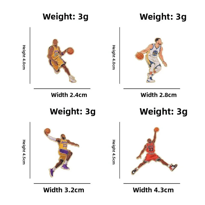 Basketball Lapel Pin Set - 4pcs Sports Badge for Fans & Athletes