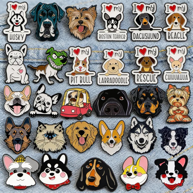 Cute Cartoon Dog Enamel Pins for Pet Lovers Backpack Accessories Funny Brooches