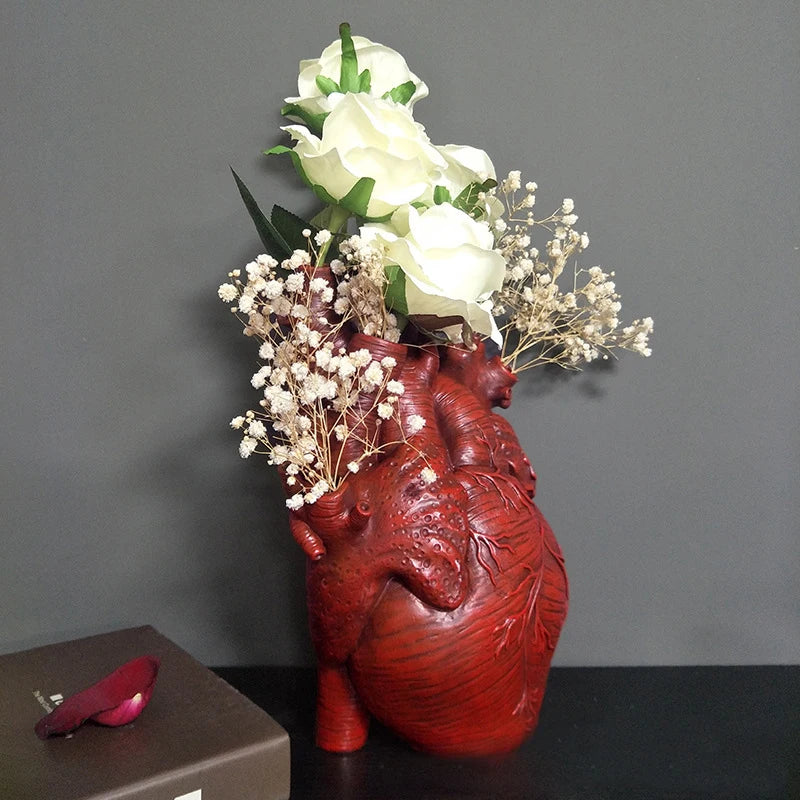 Large Heart-Shaped Resin Flower Pot Vase for Home Decor, Arts & Crafts