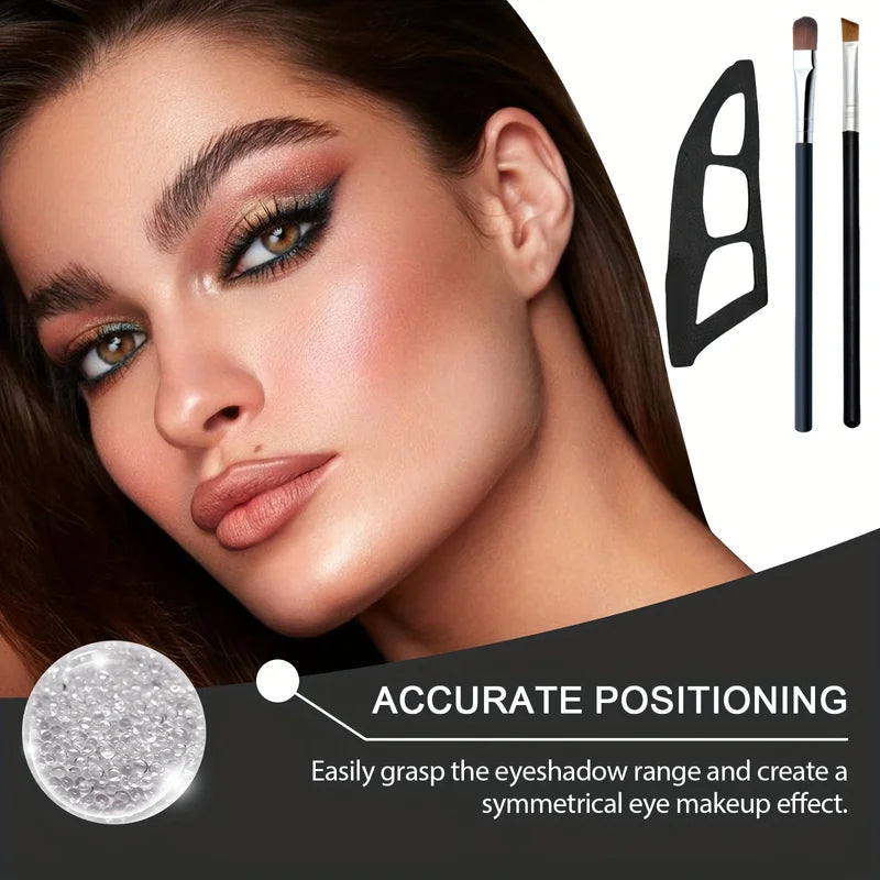 3 Pcs Eye Makeup Brush Set with Templates & Mold - Eyeshadow Tools