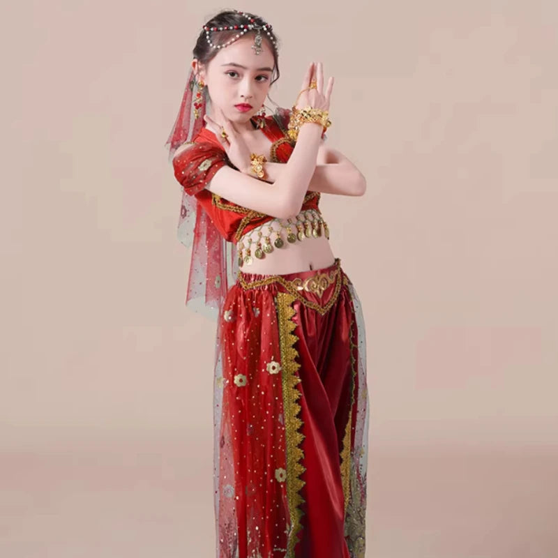 Halloween Arabian Princess Jasmine Costume Belly Dance Indian Bollywood Performance Set
