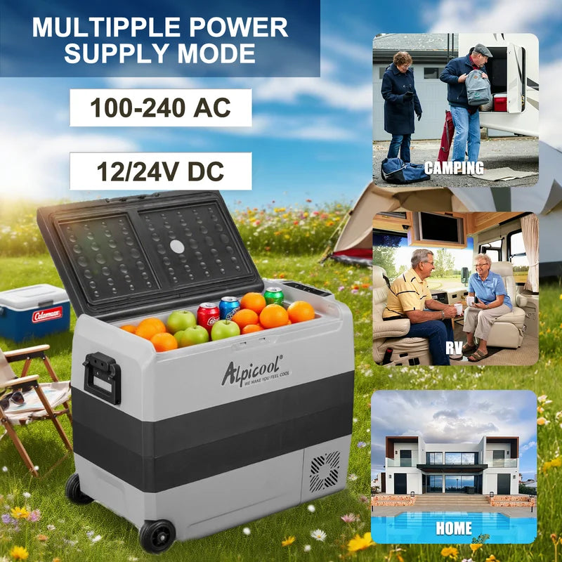 Portable 63 Quart Dual Zone Car Refrigerator Freezer - 12V RV Truck Boat
