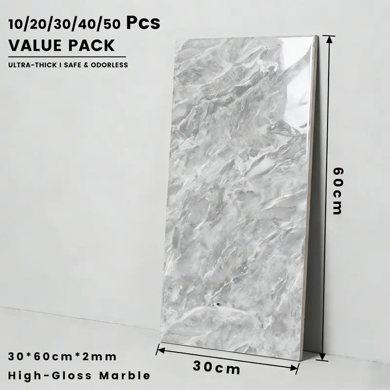 Lightweight Marble Look Tile Set for Kitchen & Bathroom Backsplash - 10-50 pcs