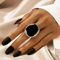Vintage Irregular Geometry Square Stud Earrings for Women - Black Enamel, Trendy Party Jewelry