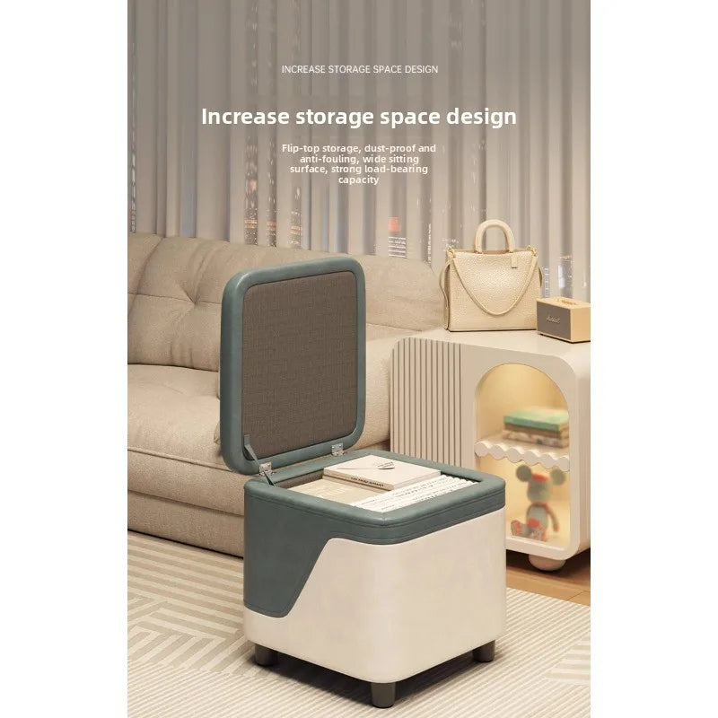 Small Household Shoe Storage Stool with Storage Function - Low, Compact, Multi-Color