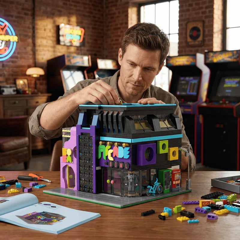 Cyberpunk Building Block Model Kit with Lighting - Modular City Architecture, 2600+ PCS, Adults Gift