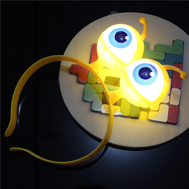 LED Light Up Hair Hoop with Flashing Ears for Kids & Adults - Halloween Party Accessory