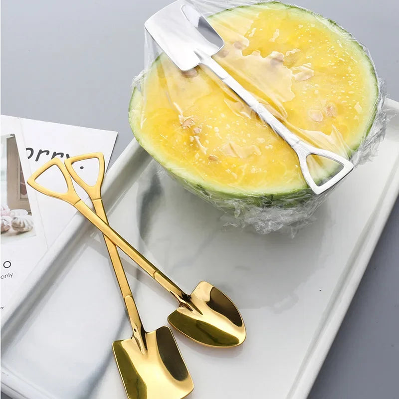 4PCS Stainless Steel Dessert Spoons Set - Cute Watermelon Shovel Design