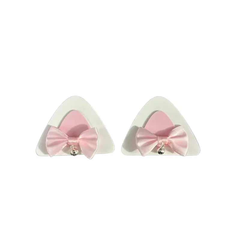 Cute Cat Ear Monitor Decoration Bow Bell Desktop Figurine - Home Office Decor