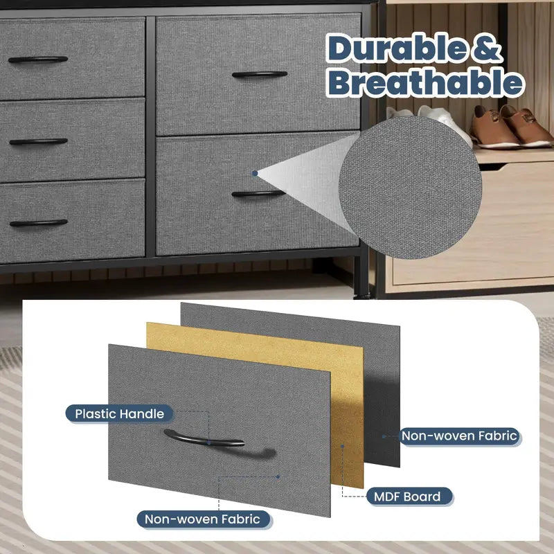 Fabric Dresser with 5 Storage Drawers - Multi-Use Bedroom & Living Room Organizer