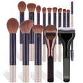 15-Piece Makeup Brush Set with Foundation, Blush, Eye Brushes - Color Handle Options