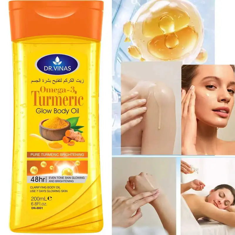 Turmeric Omega-3 Body Oil for Skin Care - 200ml Glow Oil