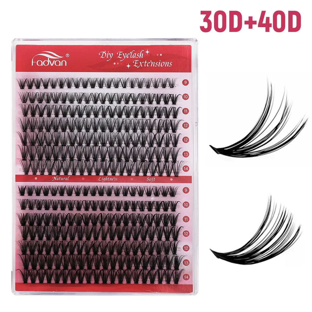 False Eyelashes 14 Rows Individual Cluster C D Curl Lengthening DIY Makeup