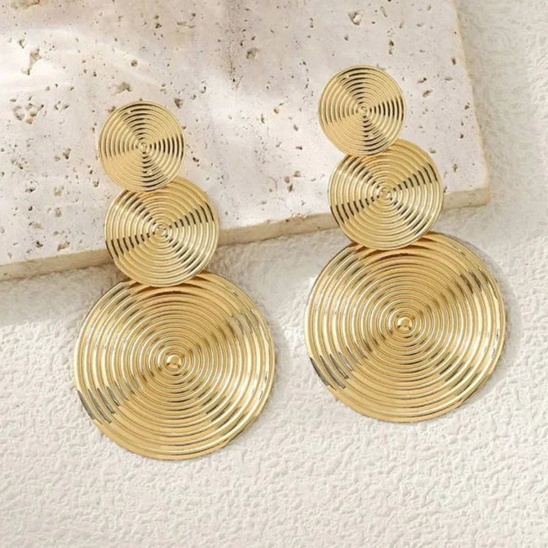Trendy Dangle Earrings Trio Circle Design for Daily Outfits & Parties