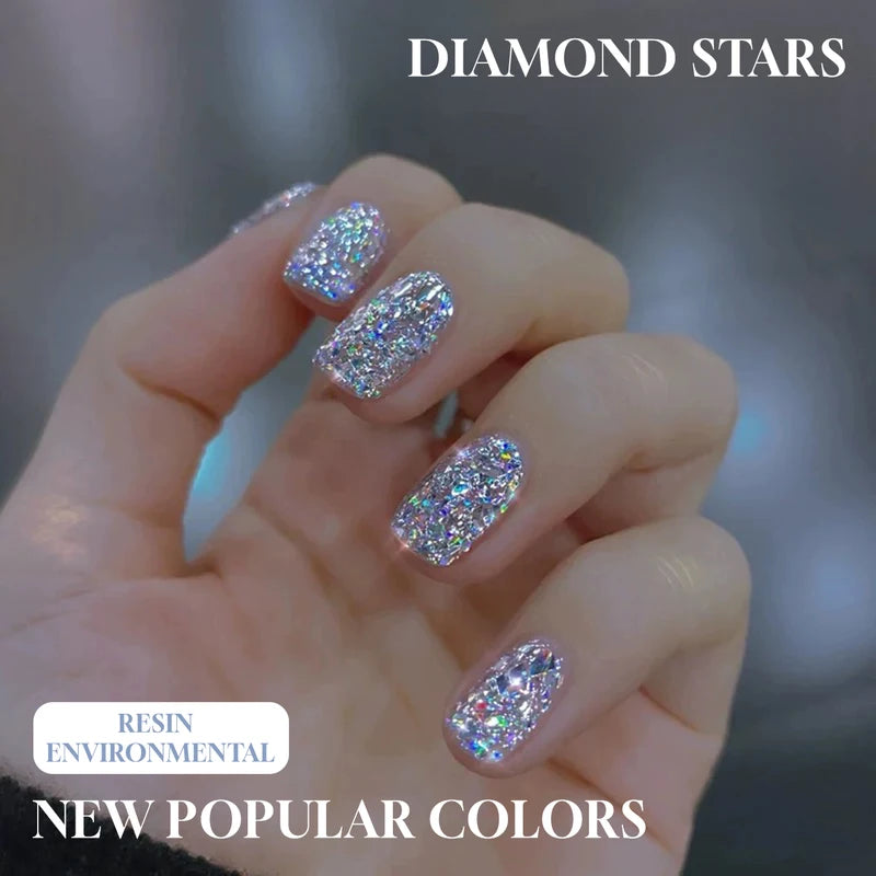 Crystal Glitter Nail Polish 12ML Multi-Color Fine Flash Glitter Gel for Nails