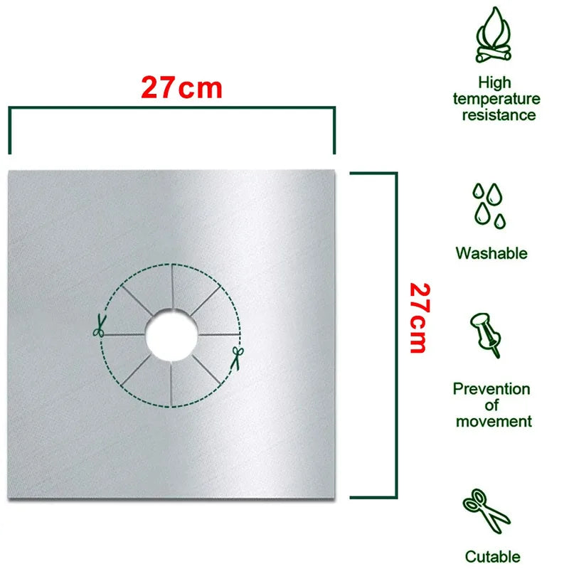 Gas Stove Burner Covers Square Heat-Resistant Oil-Proof Reusable Kitchen Protector Pads