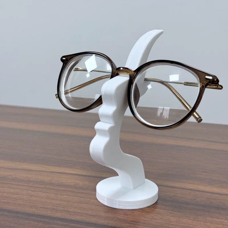 Minimalist Human Profile Eyeglass Holder - 3D Printed Side Face Stand for Glasses, Desk Decor