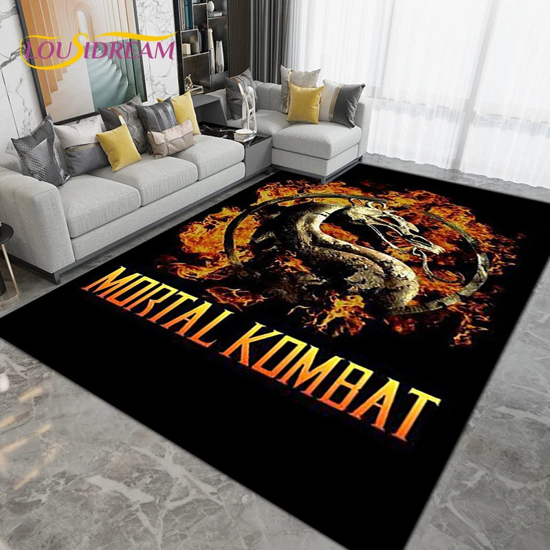 Large Cartoon Mortal Kombat Area Rug Non-Slip Floor Mat for Living Room Bedroom Kitchen