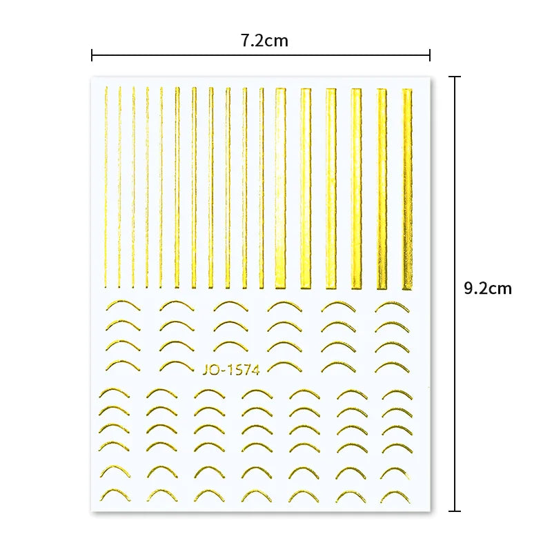 3D Nail Stickers Set with Gold Silver Geometric Floral Designs for Nail Art