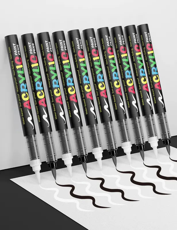 8pcs Acrylic Paint Markers Set with Large Ink Capacity for Illustration and Crafting