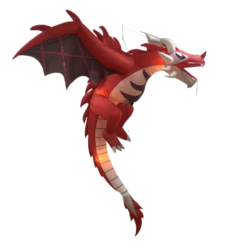 Inflatable Flying Dragon LED Lighted Halloween Ornament for Garden & Outdoor Decor