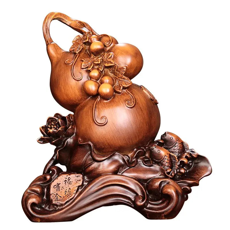 Lucky Gourd Home Decor Statue - Resin Craft for Living Room & Porch