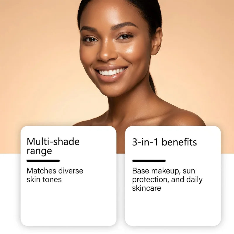 Self-Adjusting Color Changing Liquid Foundation with SPF for Mature Skin — Full Coverage Moisturizer